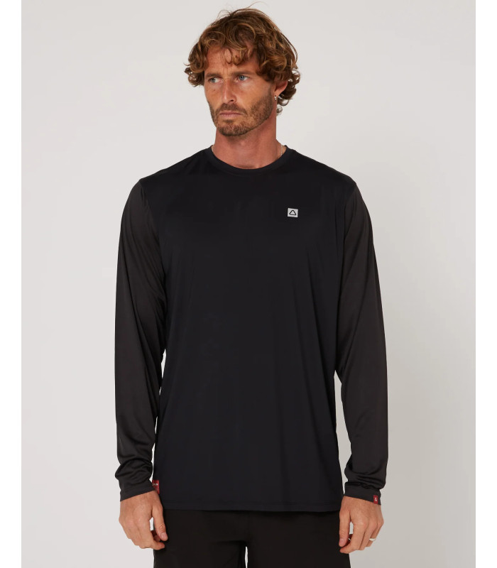 Follow Hybrid Tee L/S - Charcoal/Black