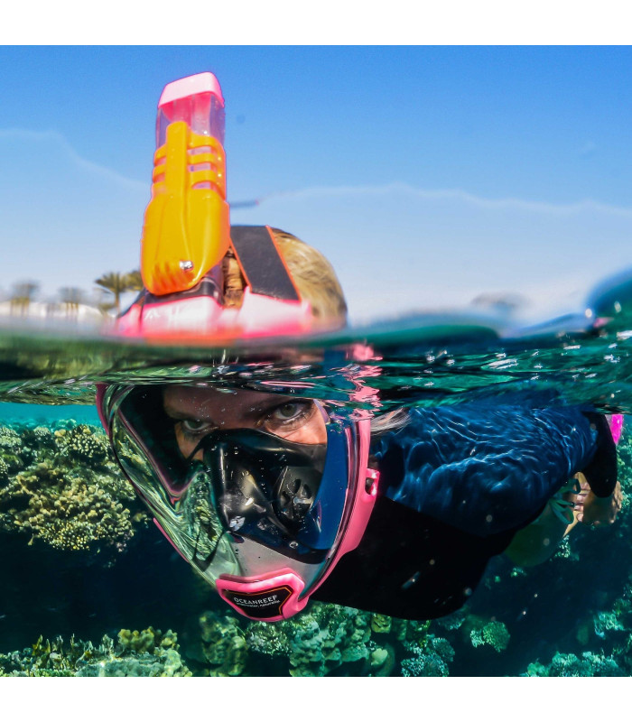 ARIA QR FULL FACE SNORKELING MASK-PINK/BLACK