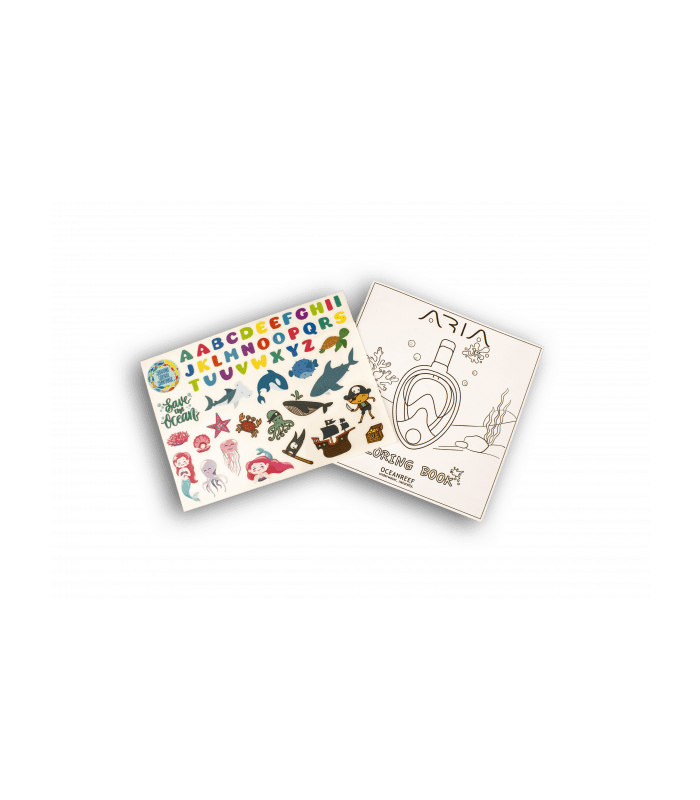 ARIA FULL FACE SNORKELING MASK JUNIOR White W/STICKERS