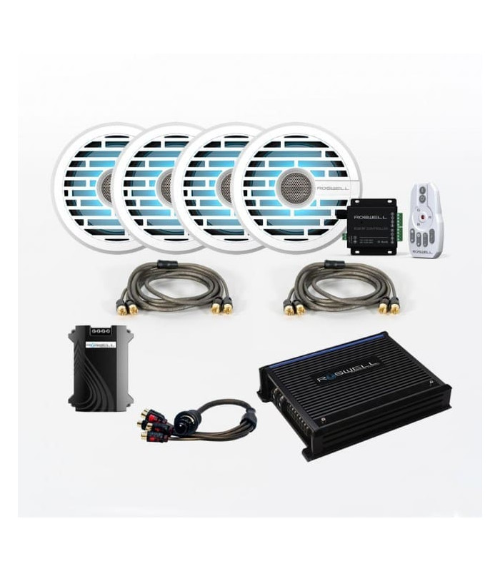 Roswell Marine Audio R1 6.5" In-Boat Speaker & RGB Controller Package - White