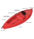 Seaflo FAT BOY - Single seater kayak with paddle - Red
