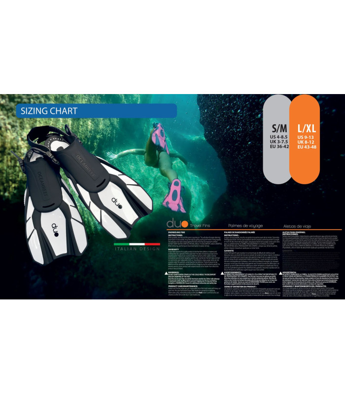 Ocean Reef Duo Travel Ready Fins Red