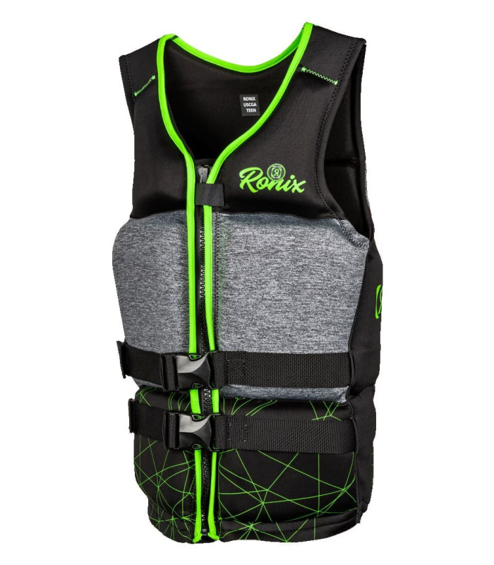 Ronix Driver's Ed - Capella 3.0 - CGA Life Vest - Black/lime -Teen ( 75-125lbs )