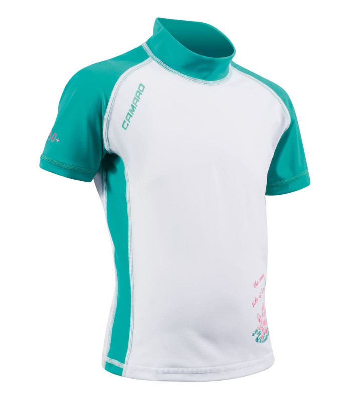 Camaro Lycra Shirts Girls S/S White/Turquise