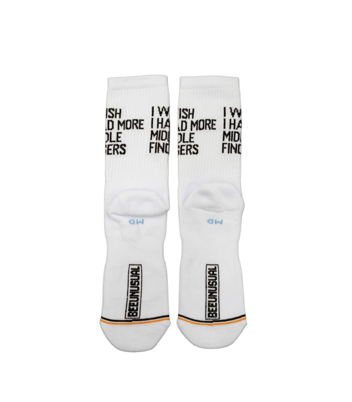 Bee Unusual "I Wish I Had More Middle Fingers" Socks White