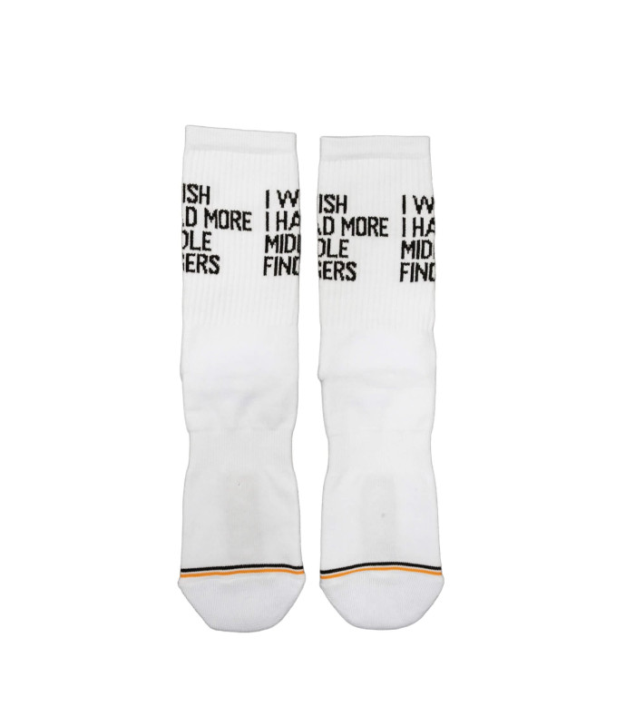 Bee Unusual "I Wish I Had More Middle Fingers" Socks White