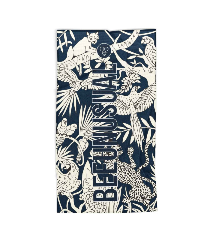 Bee Unusual Jungle Beach Towel 90x150cm Blue / Dark Pink