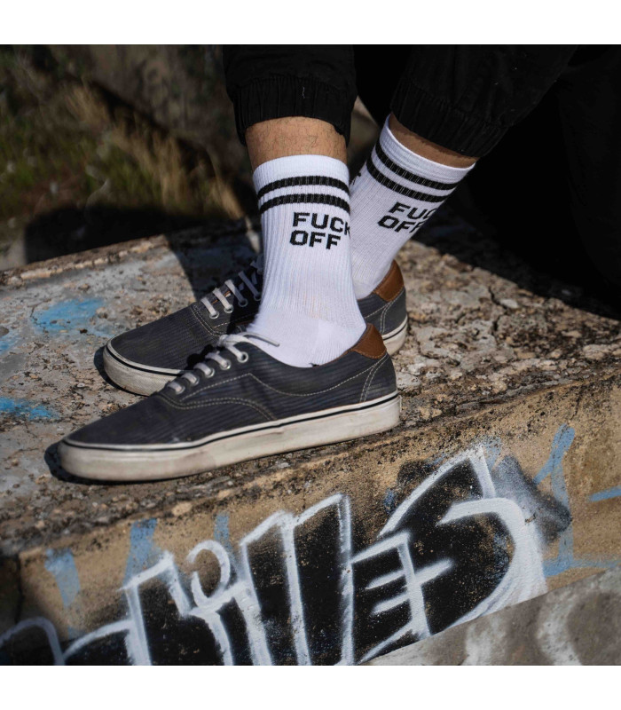 Bee Unusual “Fck Off” White socks
