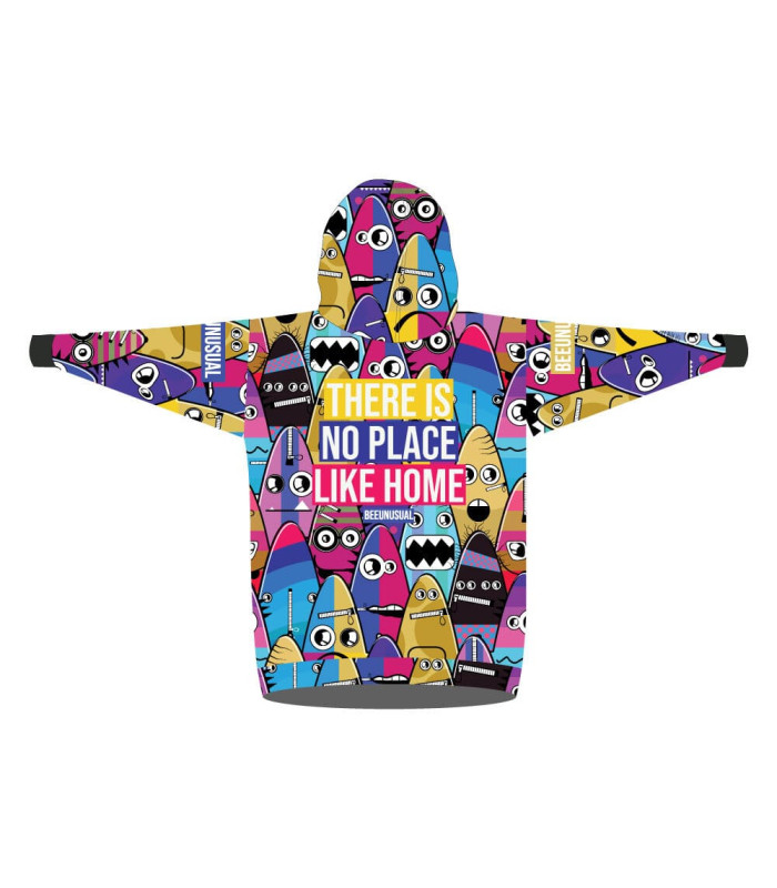 Bee Unusual "There is no place like Home" Sherpa / Super Fleece Hoodie Blanket - Junior